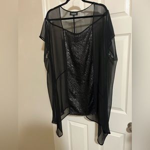 Isabell Toledo for Lane Bryant black sequin sheer evening blouse